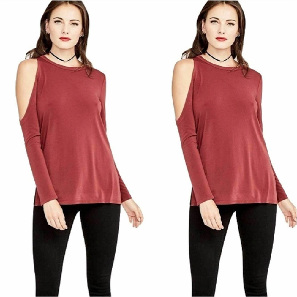 RACHEL Rachel Roy Cold-Shoulder Top Port Wine